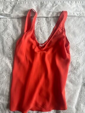 T. Babaton Silk Tank Top in persimmon orange